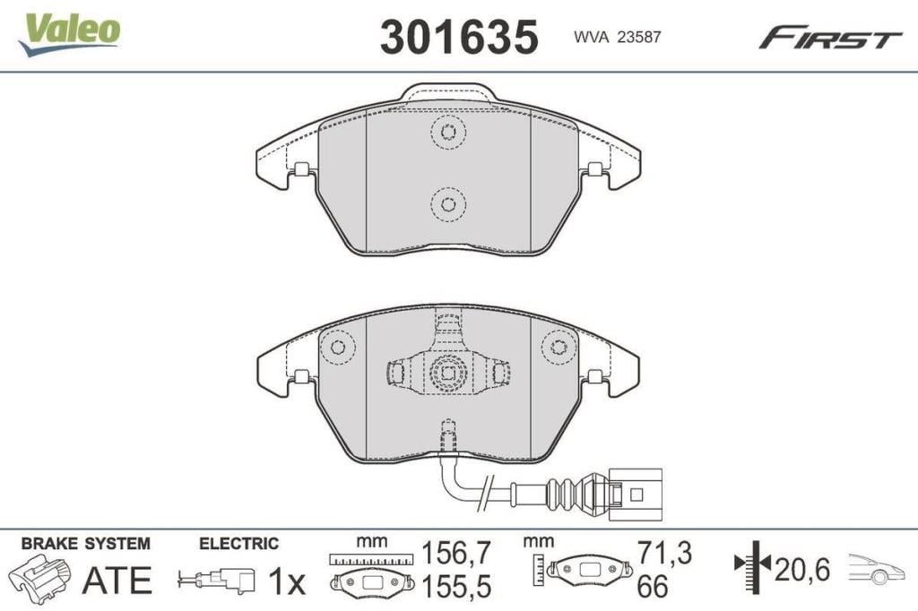 Jeu de 4 plaquettes de frein VALEO ref. 301635